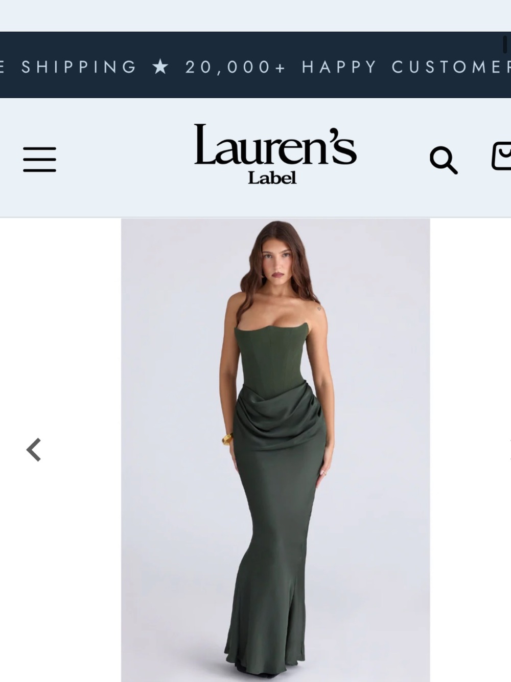 Olive Strapless Draped Mermaid Gown